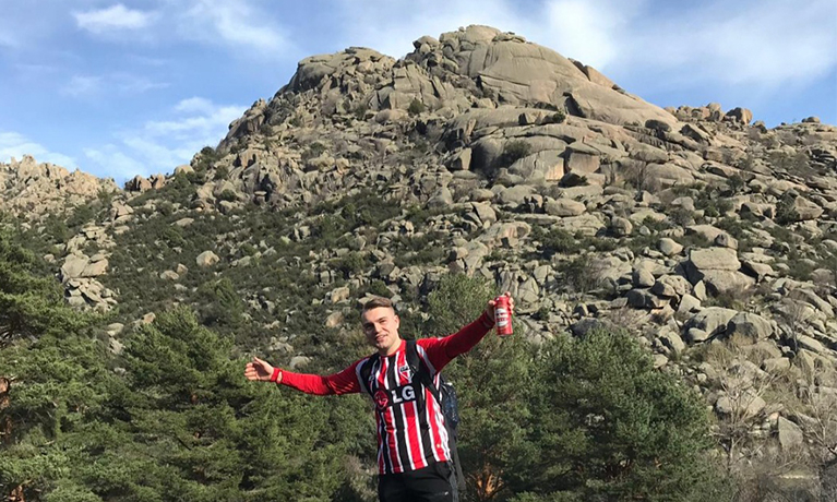 Jimmy Winfield in front of a mountain in Spain 