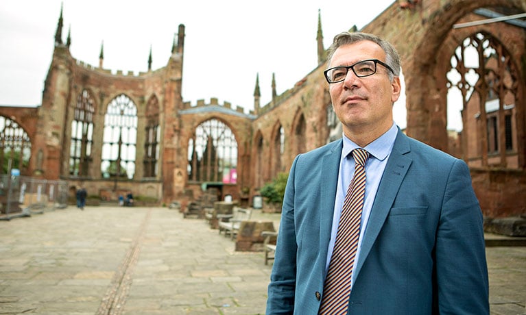 professor Alp Ozerdem in Coventry Cathedral