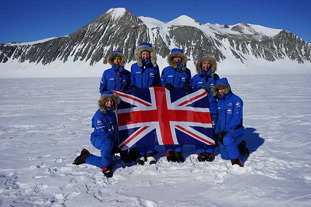 The Ice Maidens team after completing their record-breaking expedition 