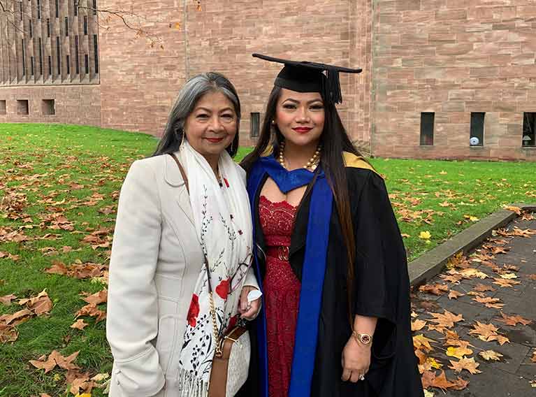 May Parsons and her mum at the graduation ceremony 