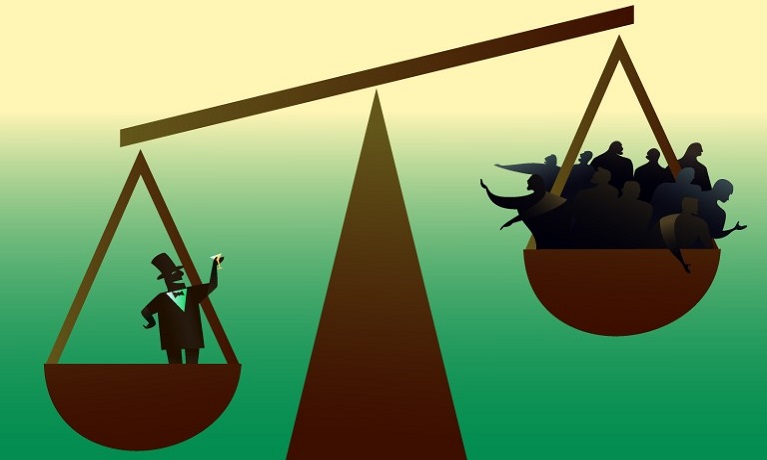 Weighing scales to represent social disparity