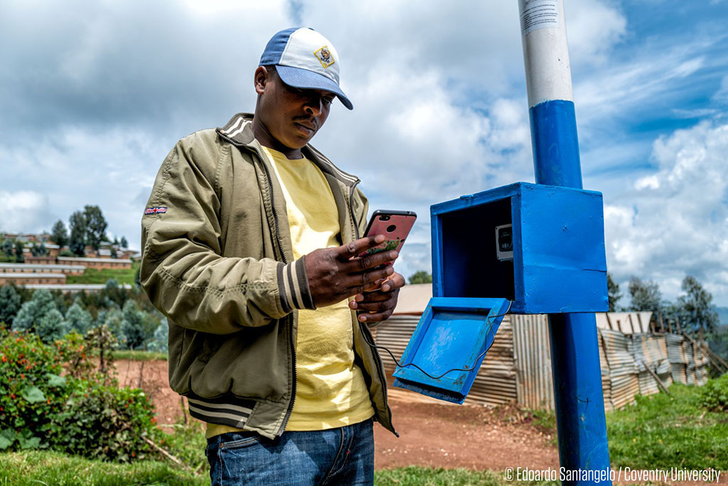 Gihembe Camp, Rwanda, Electronic charging station powered by advanced solar streetlights