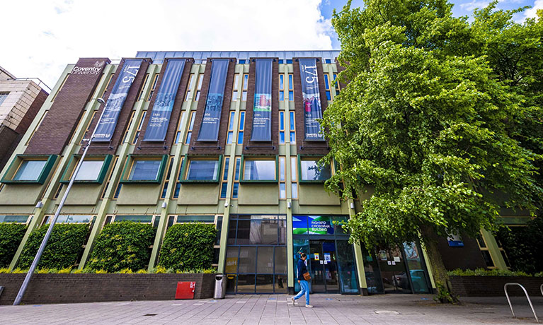 outside the Richard Crossman building at Coventry University campus