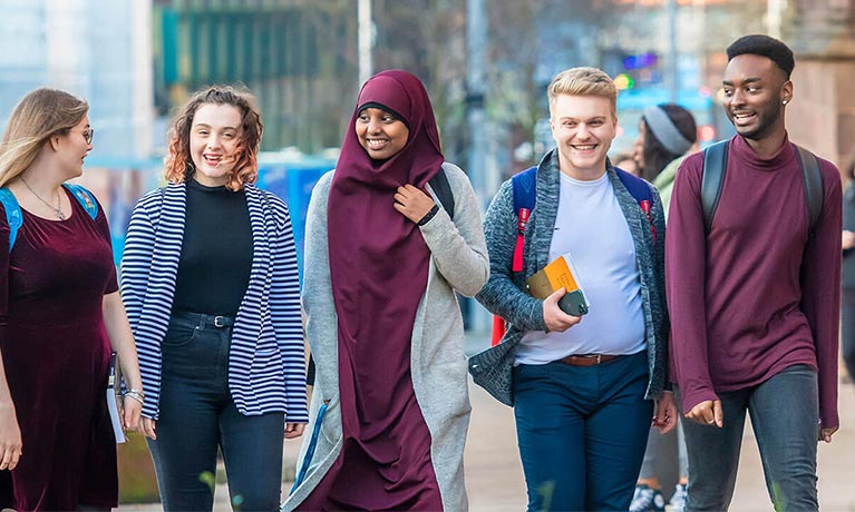 Student walking together on a clear day