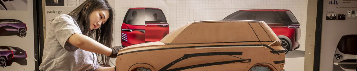 product and automotive design student in studio