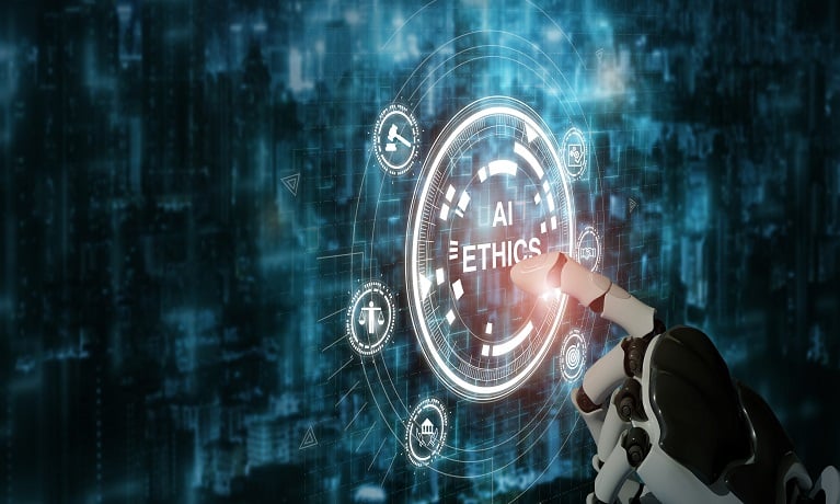 AI ethics or AI Law concept. Developing AI codes of ethics.
