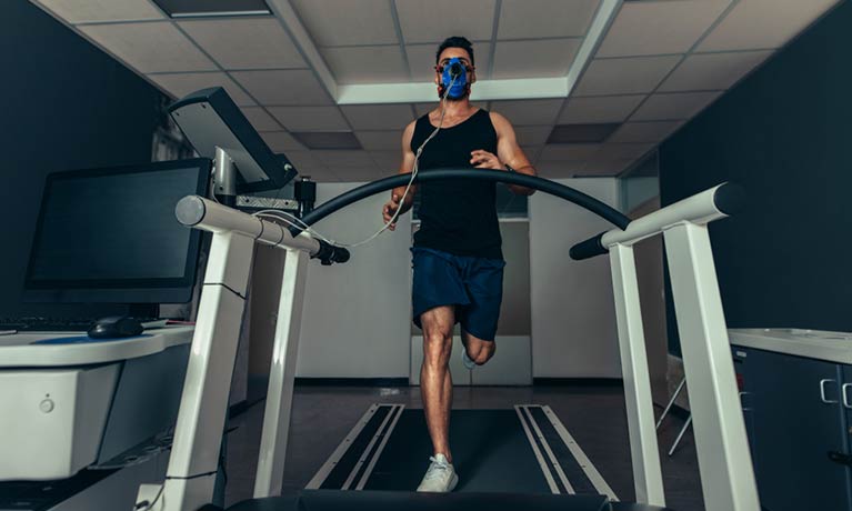 Man running on a treadmill