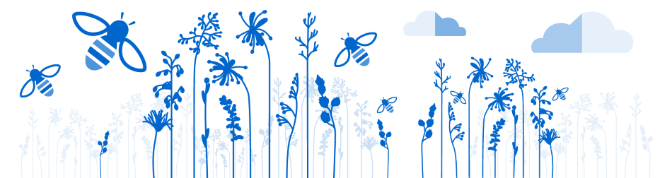 Illustration of bees in a field
