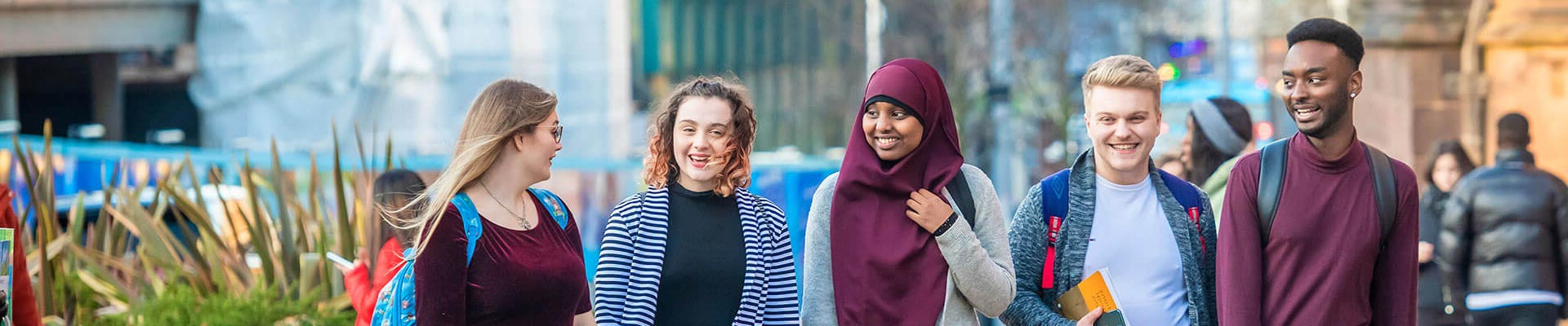 Students walking together in the city centre