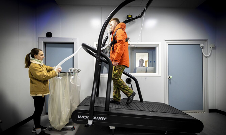 Person undergoing testing on a treadmill 