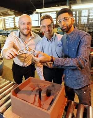 Left to right: David Hayden (Sarginsons Industries), Tim Squires (Squires Gear & Engineering, who helped with post-manufacture work) and Saif Arif