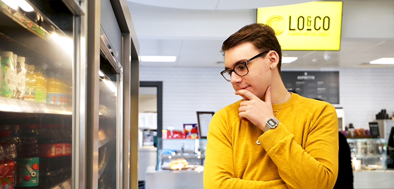 A student in the café