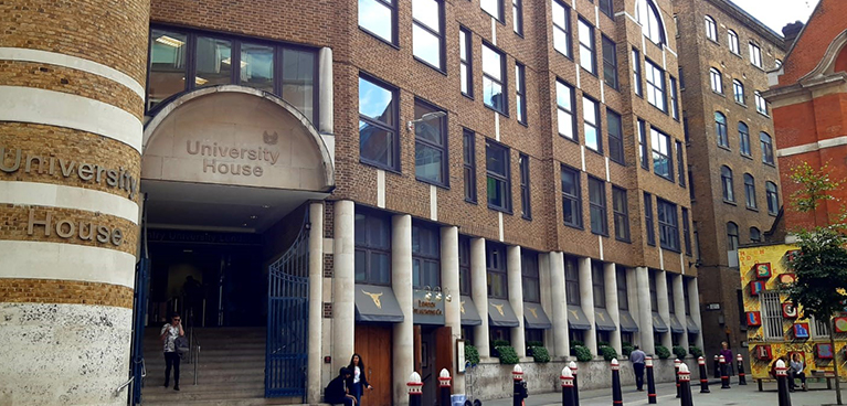 The entrance of University House