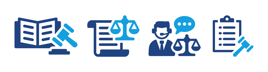 Blue icons to represent legal precedents