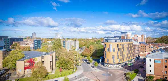 aerial of coventry university campus