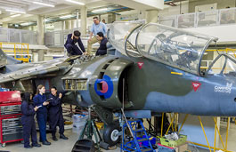 Students working on the harrier jet