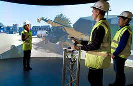 Students using the simulation centre virtual wall