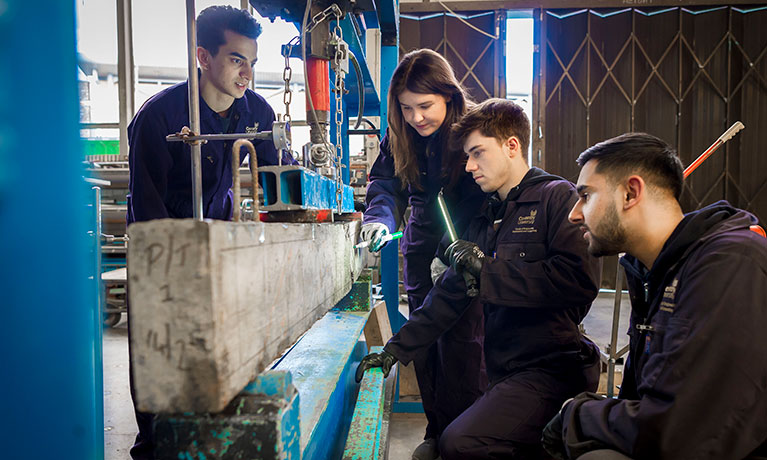 students working in a group