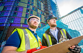 Two engineers on a construction site