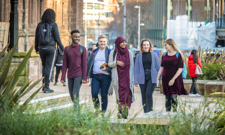 students walking in city