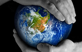 A person holding a globe in their hands