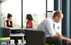 Young people having a chat in a rec area