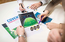 Aerial view of leaflets and brochures on a table