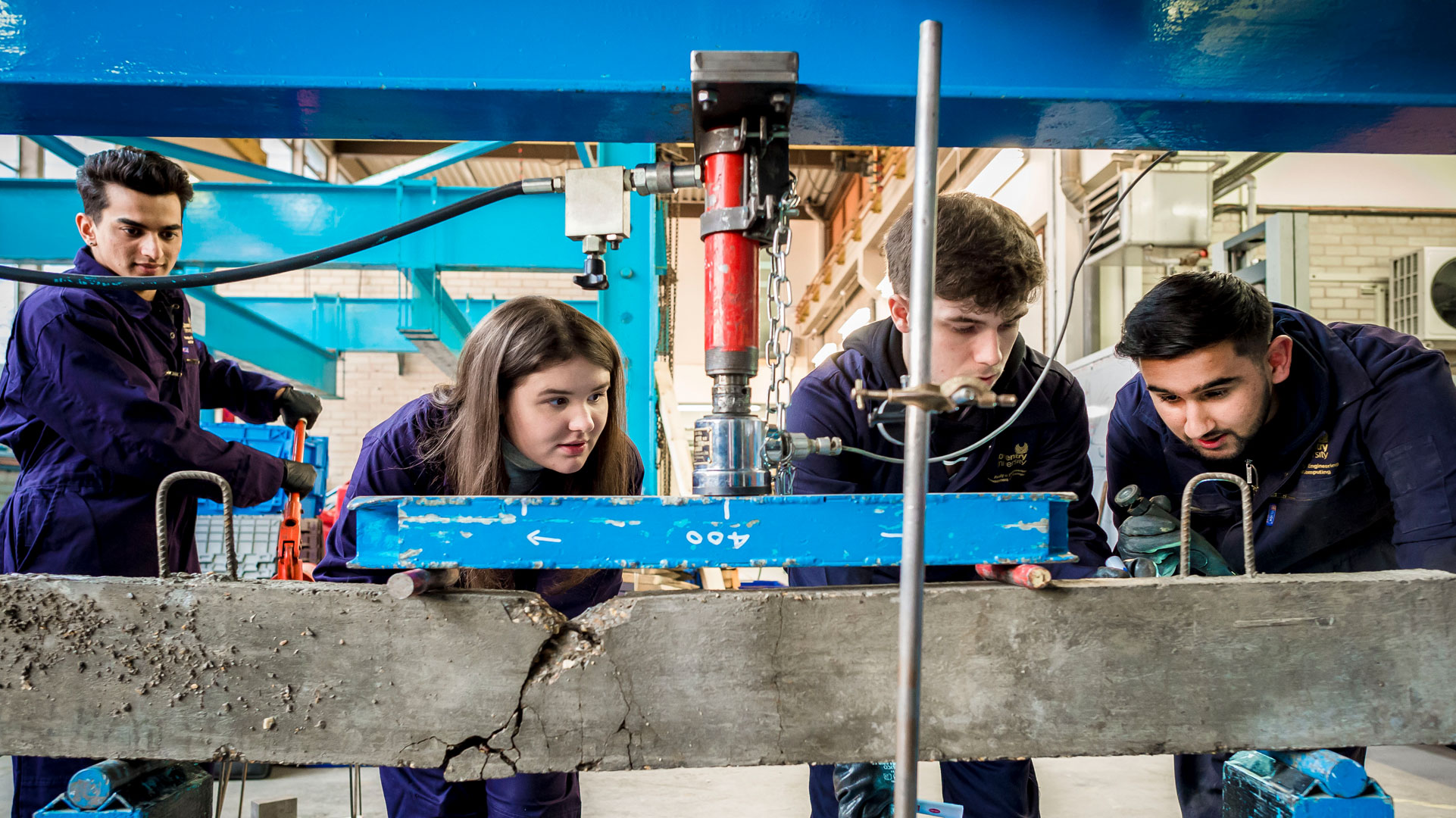 Students working in a construction site