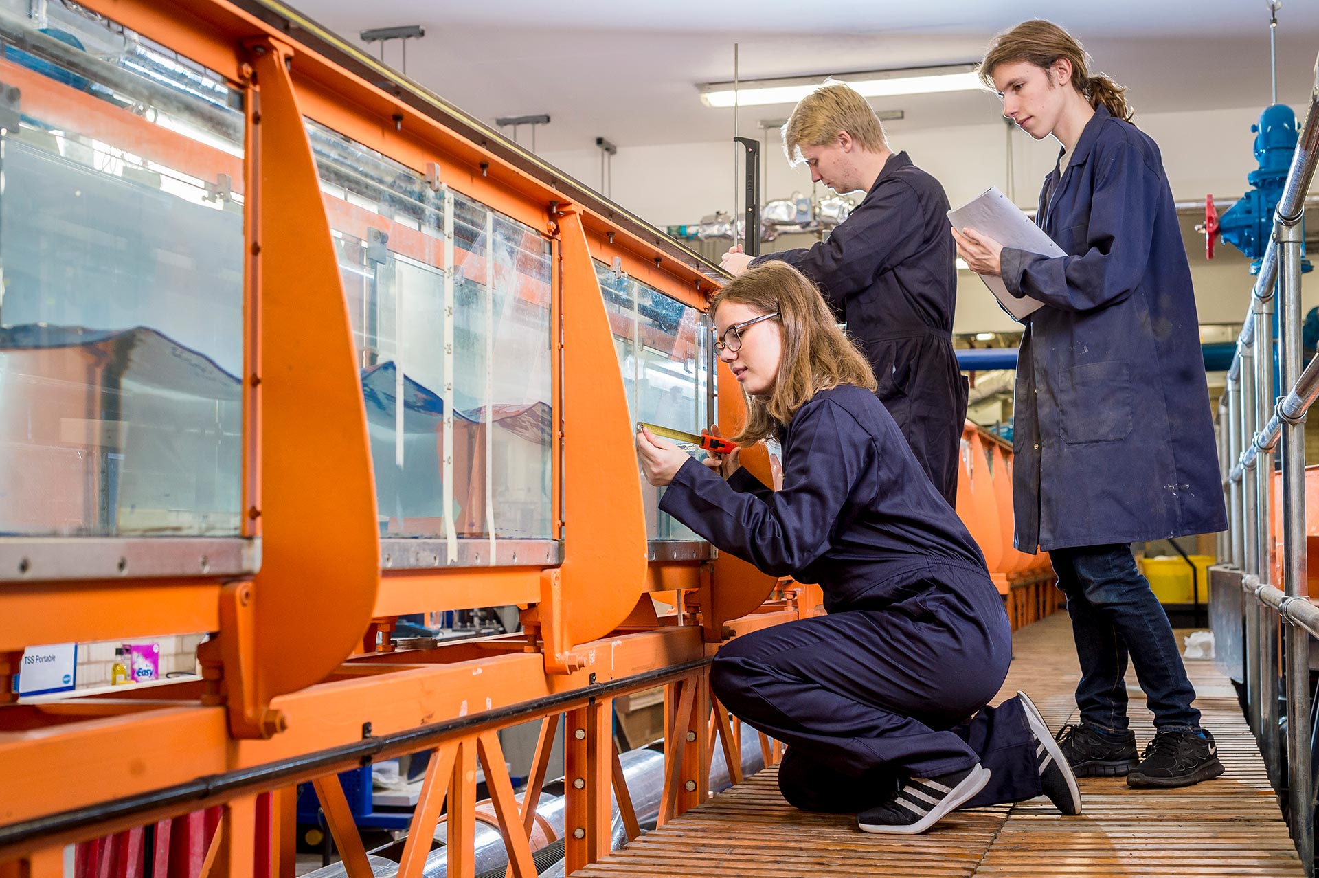 Students in the hydraulics lab