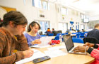 Students in a classroom working