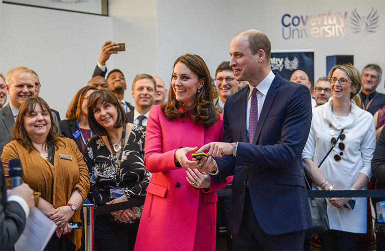 The Duke and Duchess of Cambridge officially opening the Health and Life Sciences building