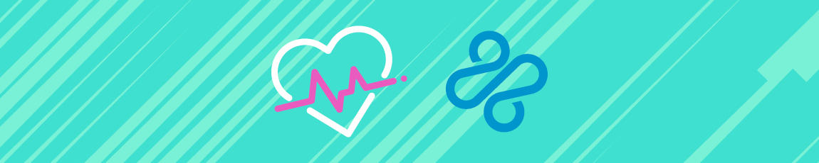 turquoise blue banner with 2 drawings overlaid with heart shape and squiggly line