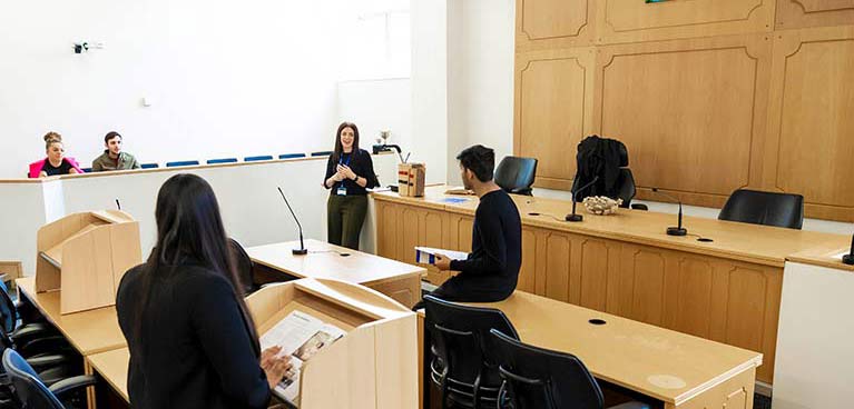 students in moot room 