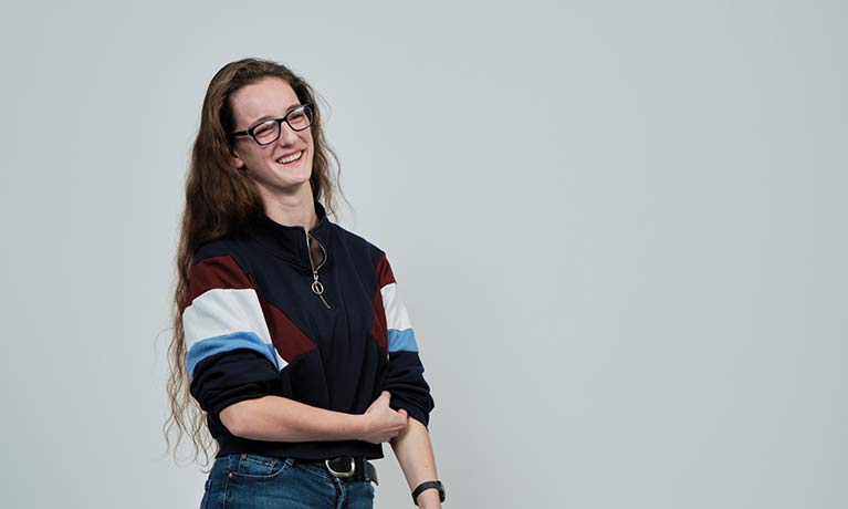 Student Anna Henry relaxed and smiling Anna Henry relaxed and smiling