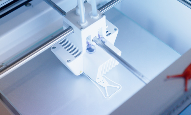 Close up of a 3D printer