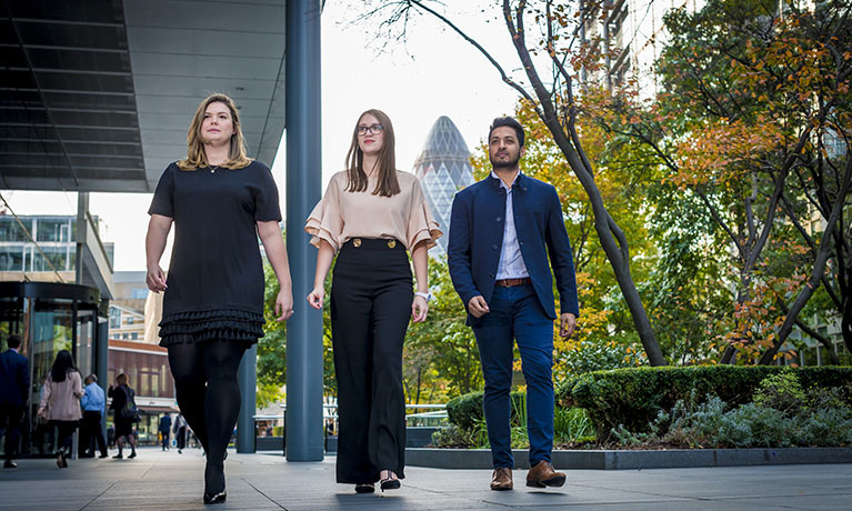 group of multicultural students on the London campus