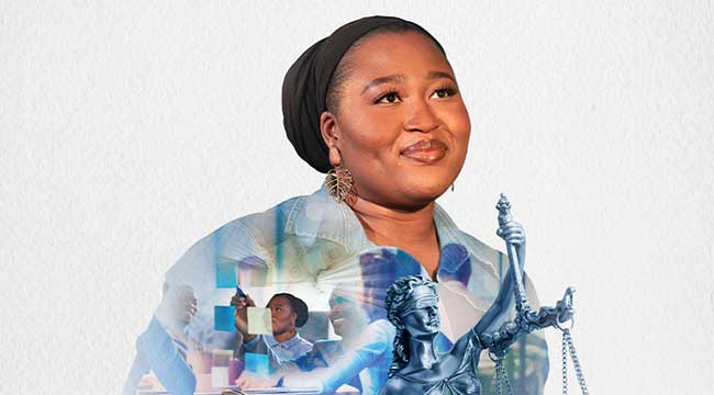 Graphic image of a black female student with images of different professions