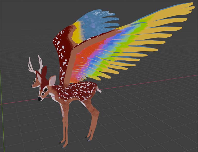 Creative image of a deer with wings