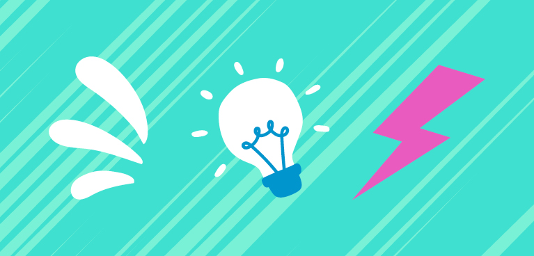 turquoise graphic image with lightbulb lighting bolt