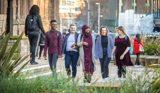 Group of students walking in Coventry