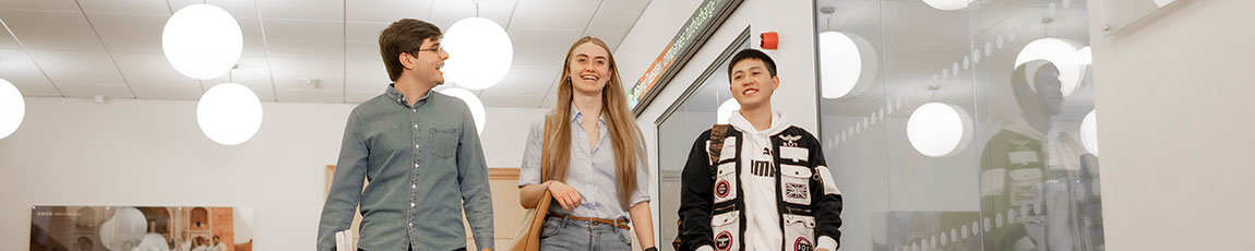 students in the william morris building