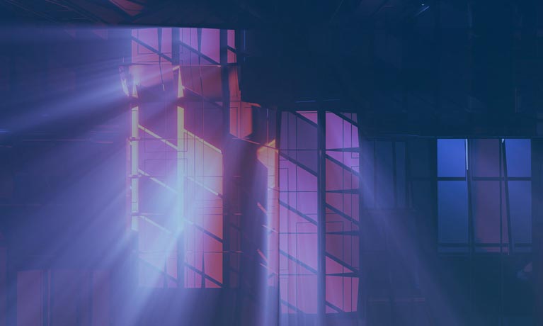 Abstract purple and blue squares