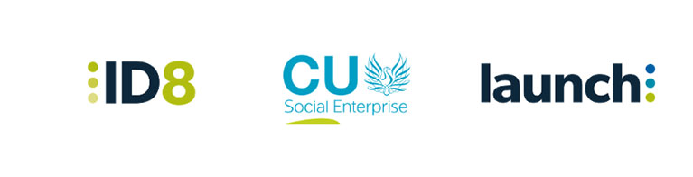 ID8, CU Social Enterprise and Launch logos