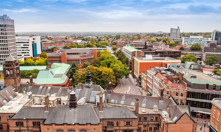 Aerial view of Coventry city centre