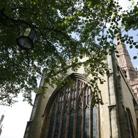 Holy Trinity Church with tree foliage