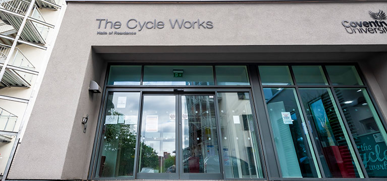 Outside of The Cycle Works Halls of Residence