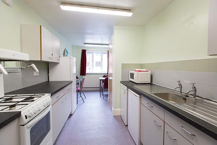 A standard kitchen in Singer Hall.