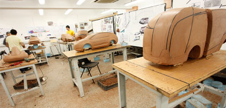 Clay Studio with students working