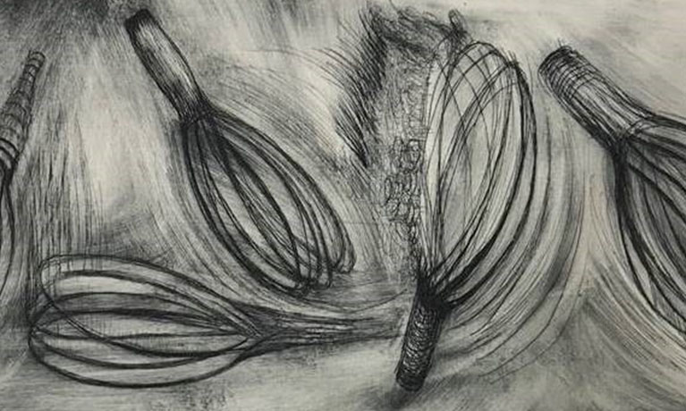 Whisks sketched on a piece of drawing paper