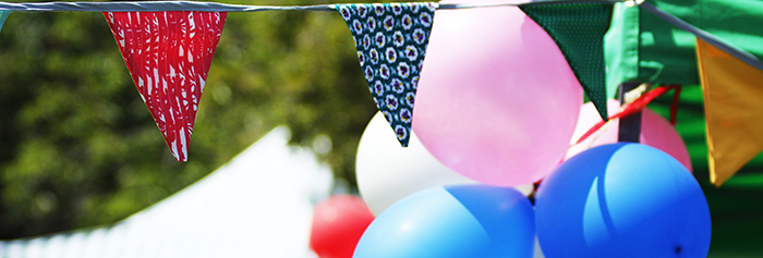 Event bunting and balloons